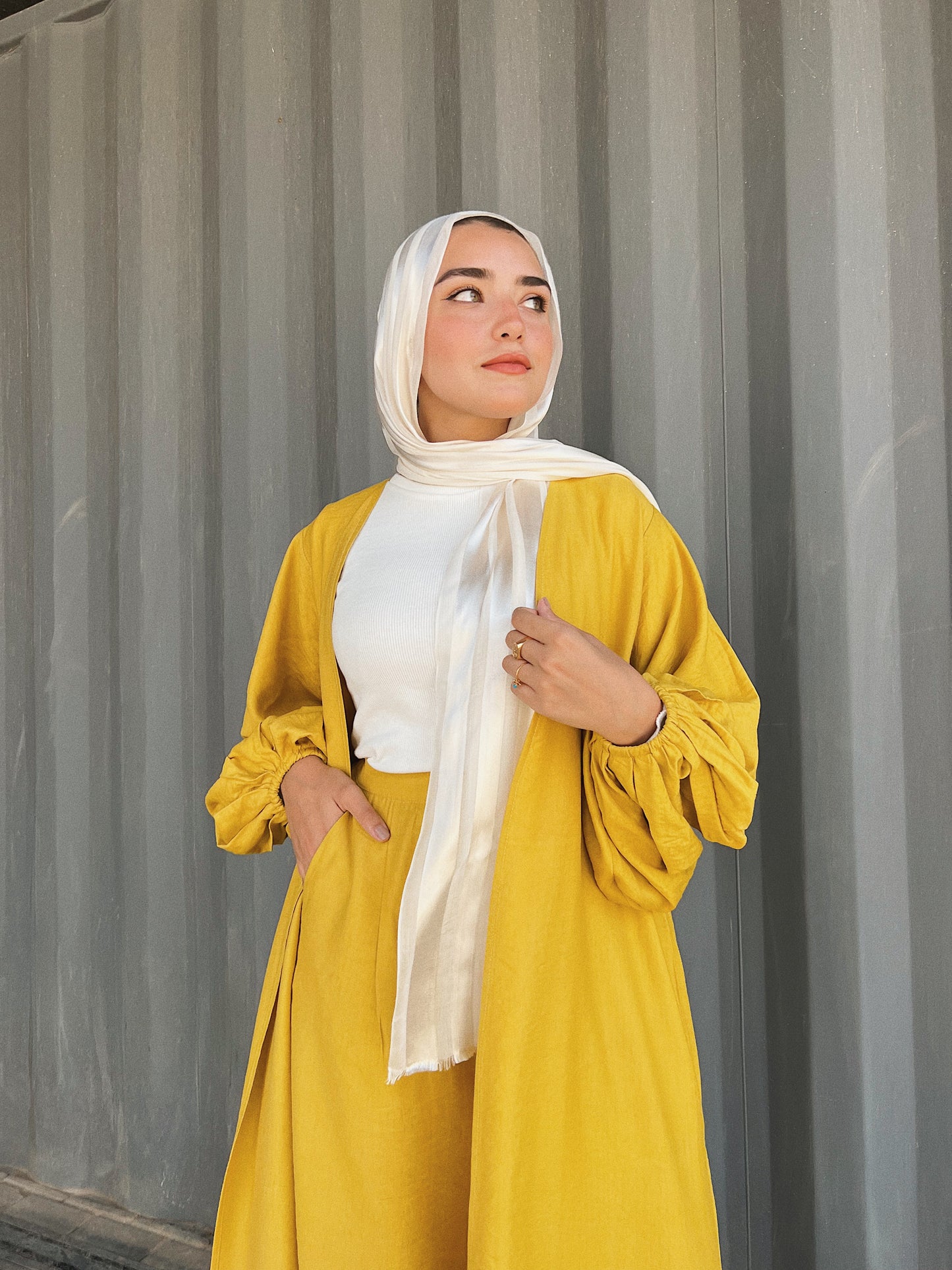 Half Satin Linen Scarf