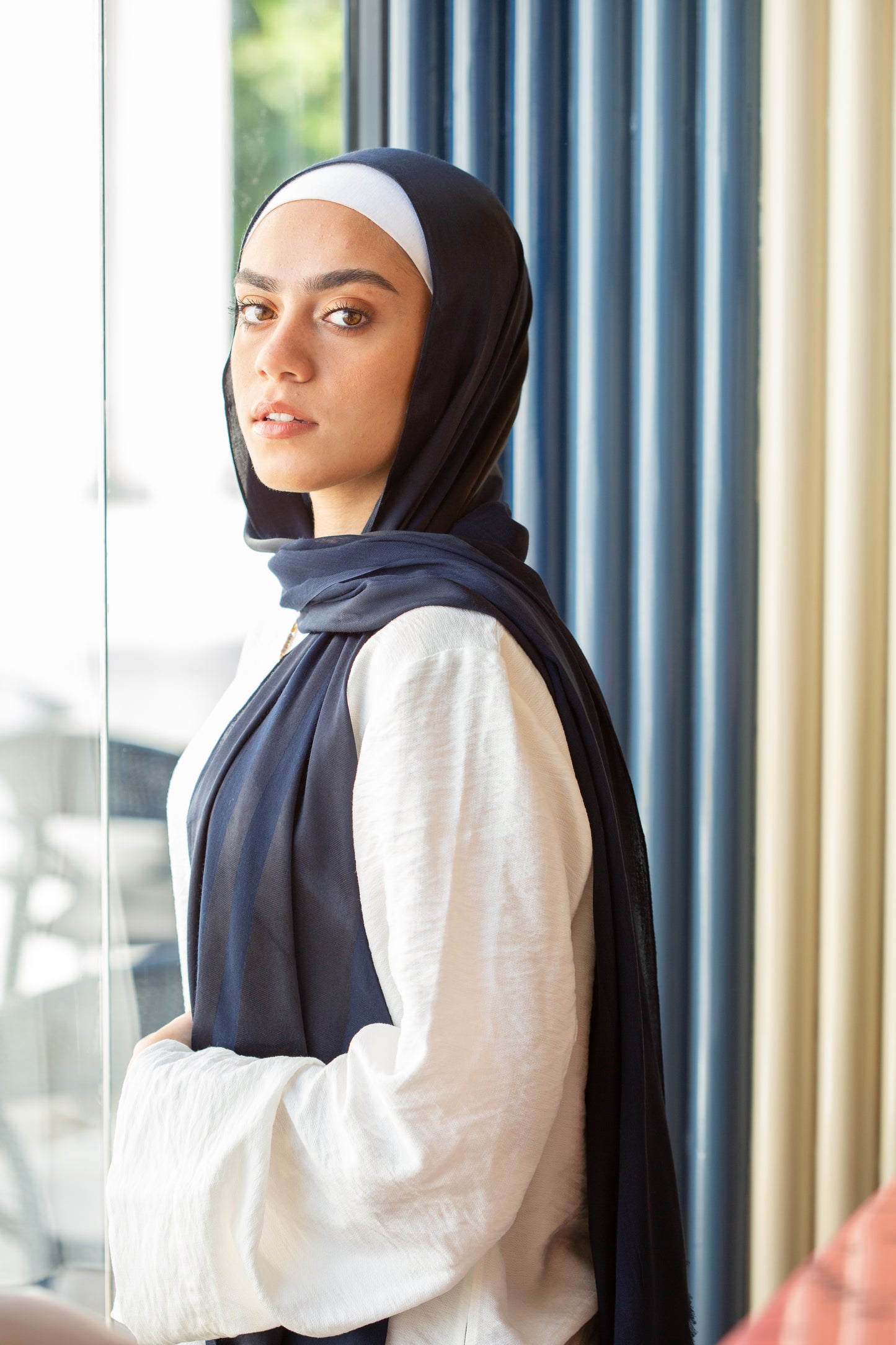Half Satin Linen Scarf