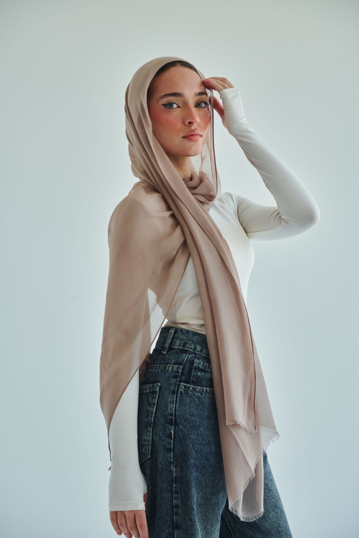 Plain linen Nude coffee