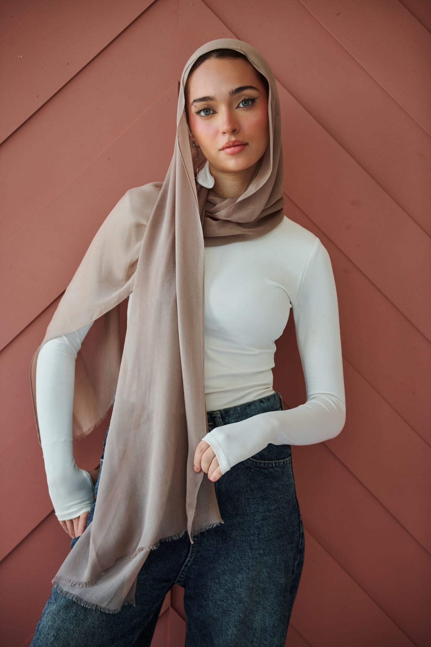 Plain linen Nude coffee