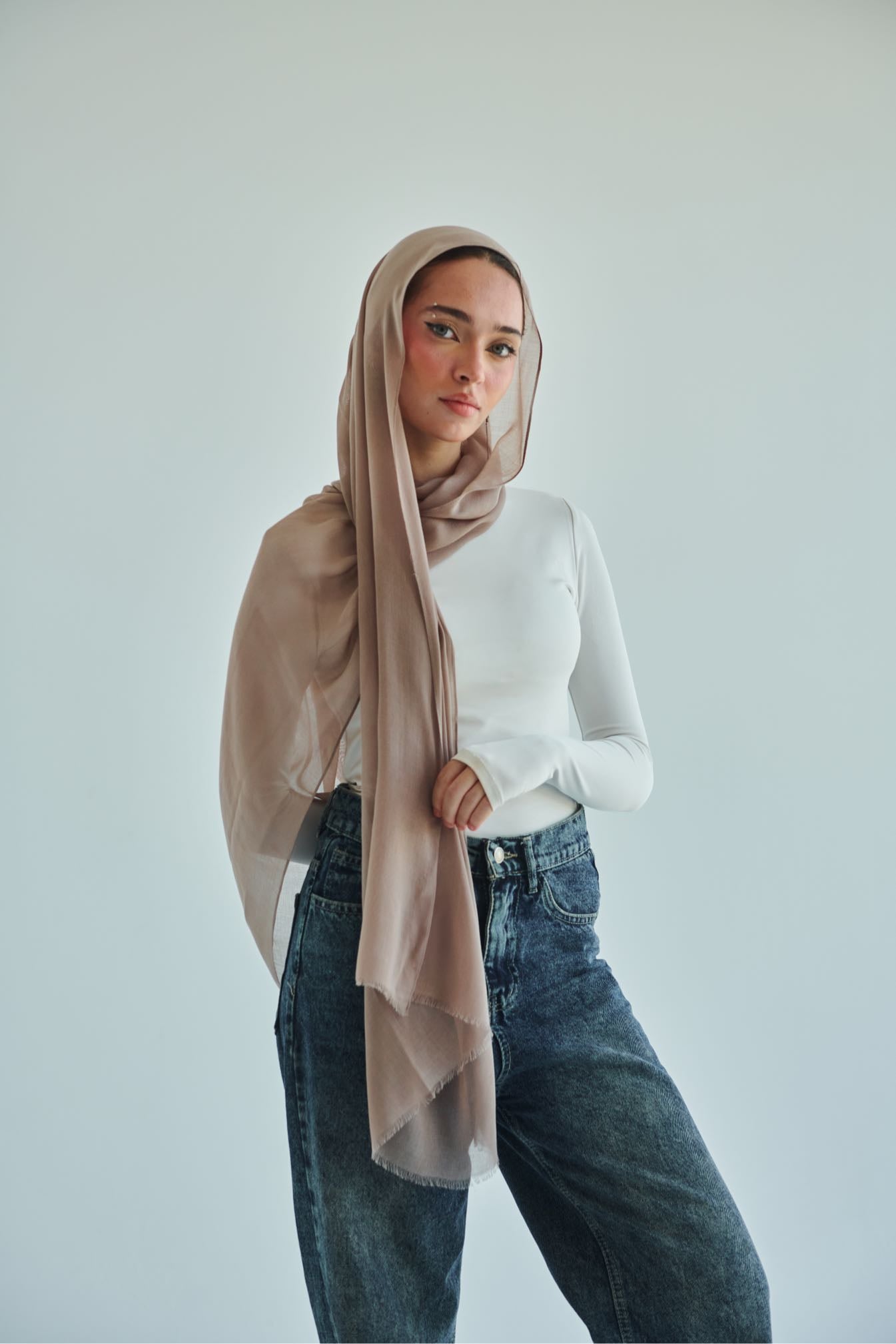 Plain linen Nude coffee